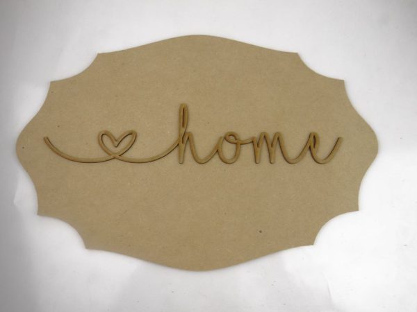 Wood Home with Heart Word