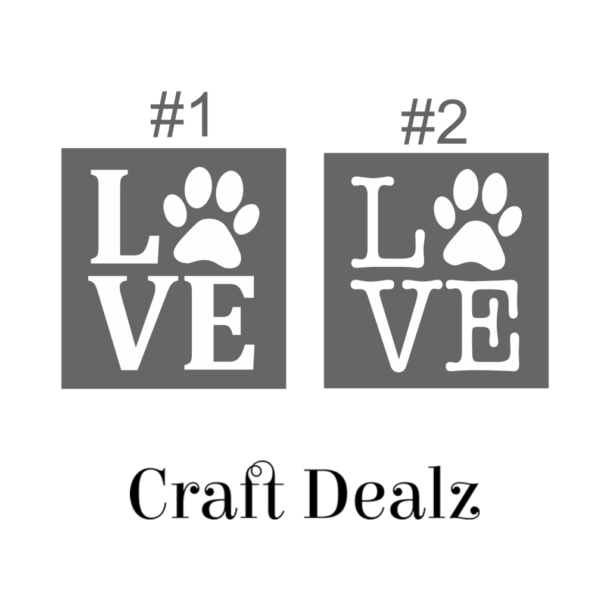 Stacked LOVE With Paw Print Stencil Craft Dealz