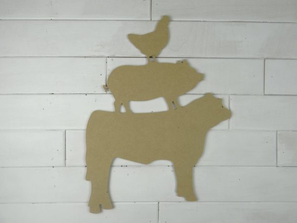 Wooden Trio Farm Animal Stack Cutout