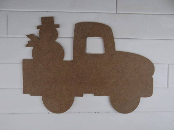 Wooden Truck with Snowman Cutout