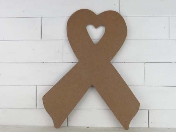 Wooden Awareness Ribbon with heart Door Hanger