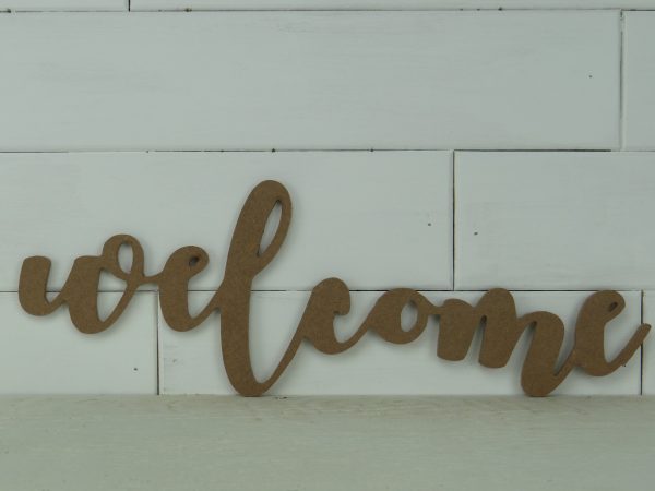 Wooden welcome word, Hand Written Script