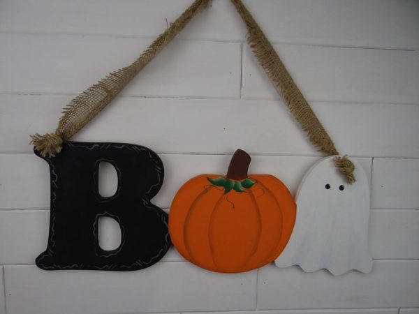 Boo Sign w Pumpkin and Ghost - Image 2