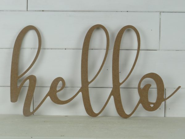 Wood Hello Word, Thin Script