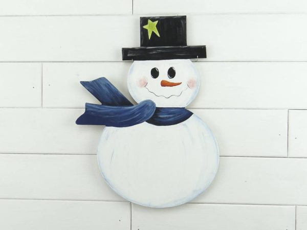 Wooden Snowman w Scarf - Image 2