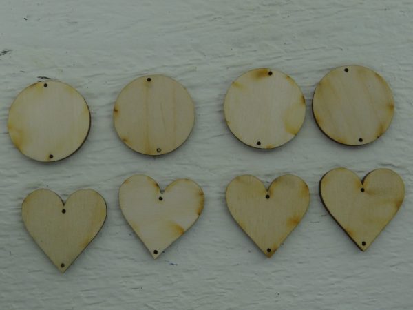 Wood Charms and Hearts