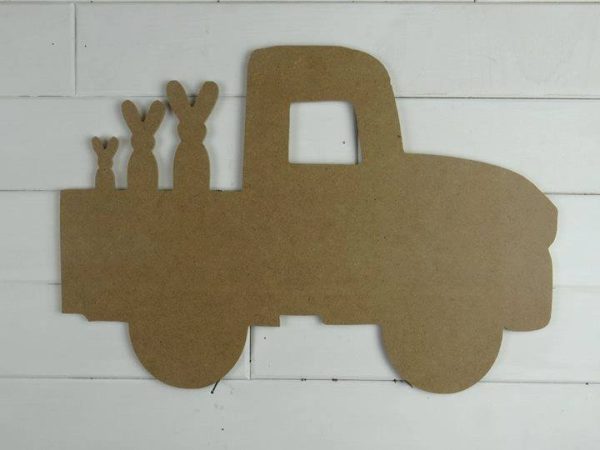 Wooden Truck with Bunny Family