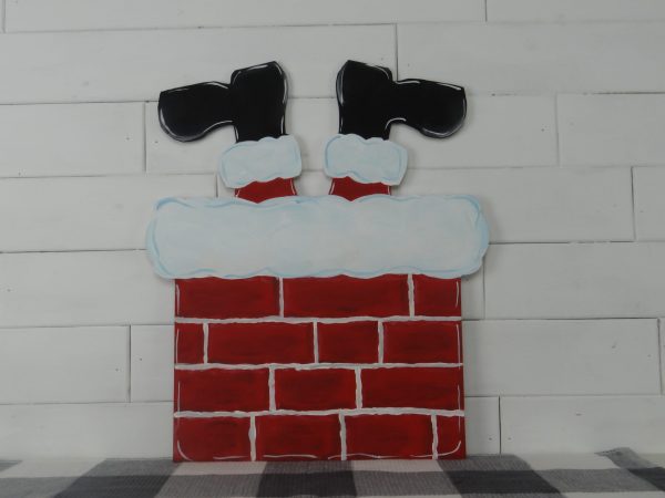 Wood Santa in Chimney Cutout