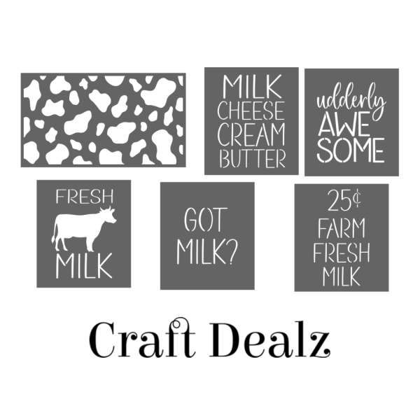 6" Milk Can Stencil Set