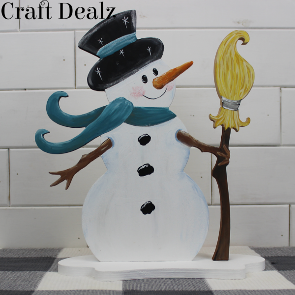 Freestanding Snowman w Broom w Base