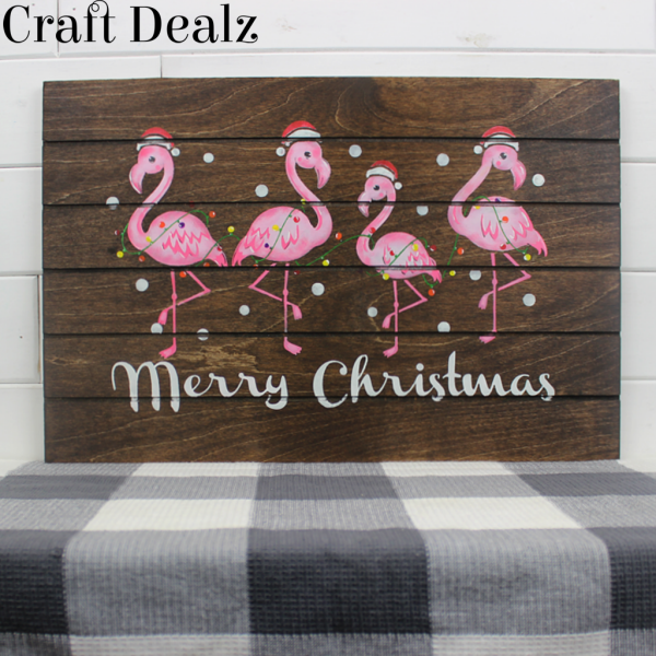 Merry Christmas Flamingos Overlay Stencil