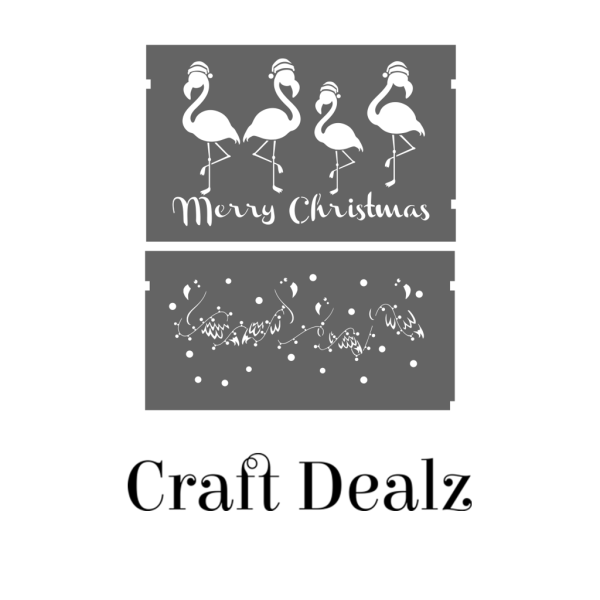 Merry Christmas Flamingos Overlay Stencil - Image 2