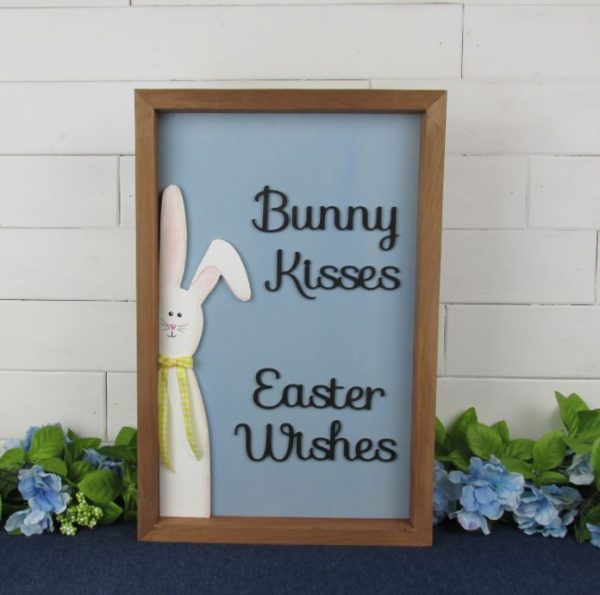 Wooden Bunny Kisses Sign Kit