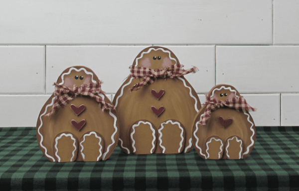 Wood Rustic Gingerbread Trio