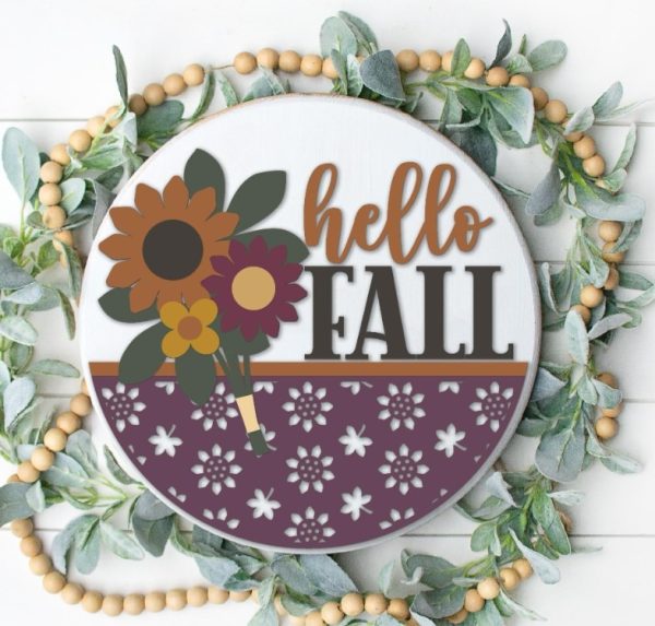 Hello Fall with Flowers Overlay