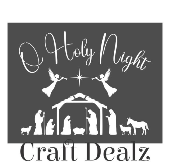 O Holy Night w Angels Stencil